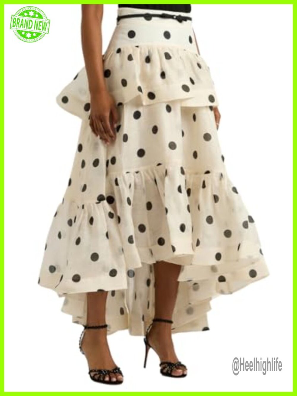 Women Polka Dot Maxi Skirt Ruffle Layered High Waist Asymmetric Summer